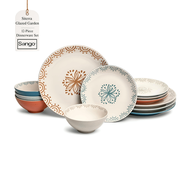 Sango Siterra Glazed Garden 12pc. Floral Dinnerware - Set for 4