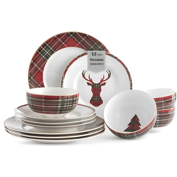 222 Fifth Wexford Red 12pc. Porcelain Dinnerware Set