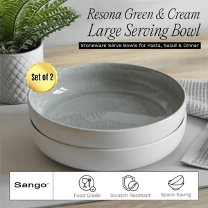 Sango Resona Moss/Cream Large Ceramic Serving Bowl - Set of 2 alternate view