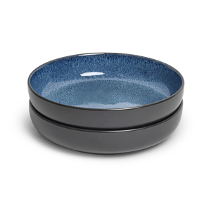 Sango Resona Blue/Black Large Ceramic Serving Bowl - Set of 2