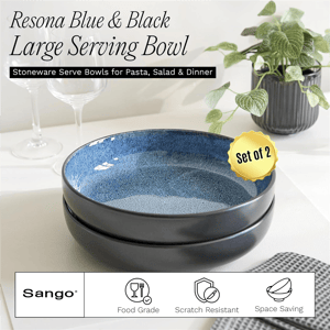 Sango Resona Blue/Black Large Ceramic Serving Bowl - Set of 2 alternate view