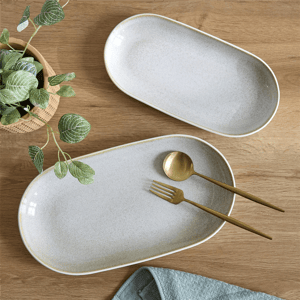 Sango Anderson Cream Large Stoneware Serving Platters - Set of 2