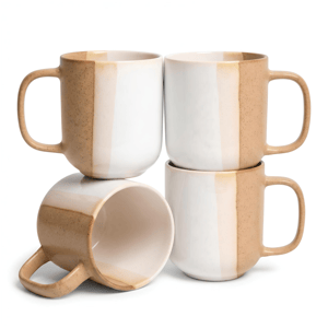 Sango Phoebe Caramel/White Ceramic Coffee Mugs