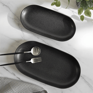 Sango Anderson Black Large Ceramic Serving Platters - Set of 2