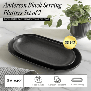 Sango Anderson Black Large Ceramic Serving Platters - Set of 2 alternate view