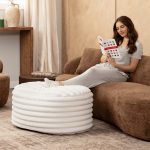 Jaxx Paran Accent Pouf Fluffy Faux Fur Ottoman - Large