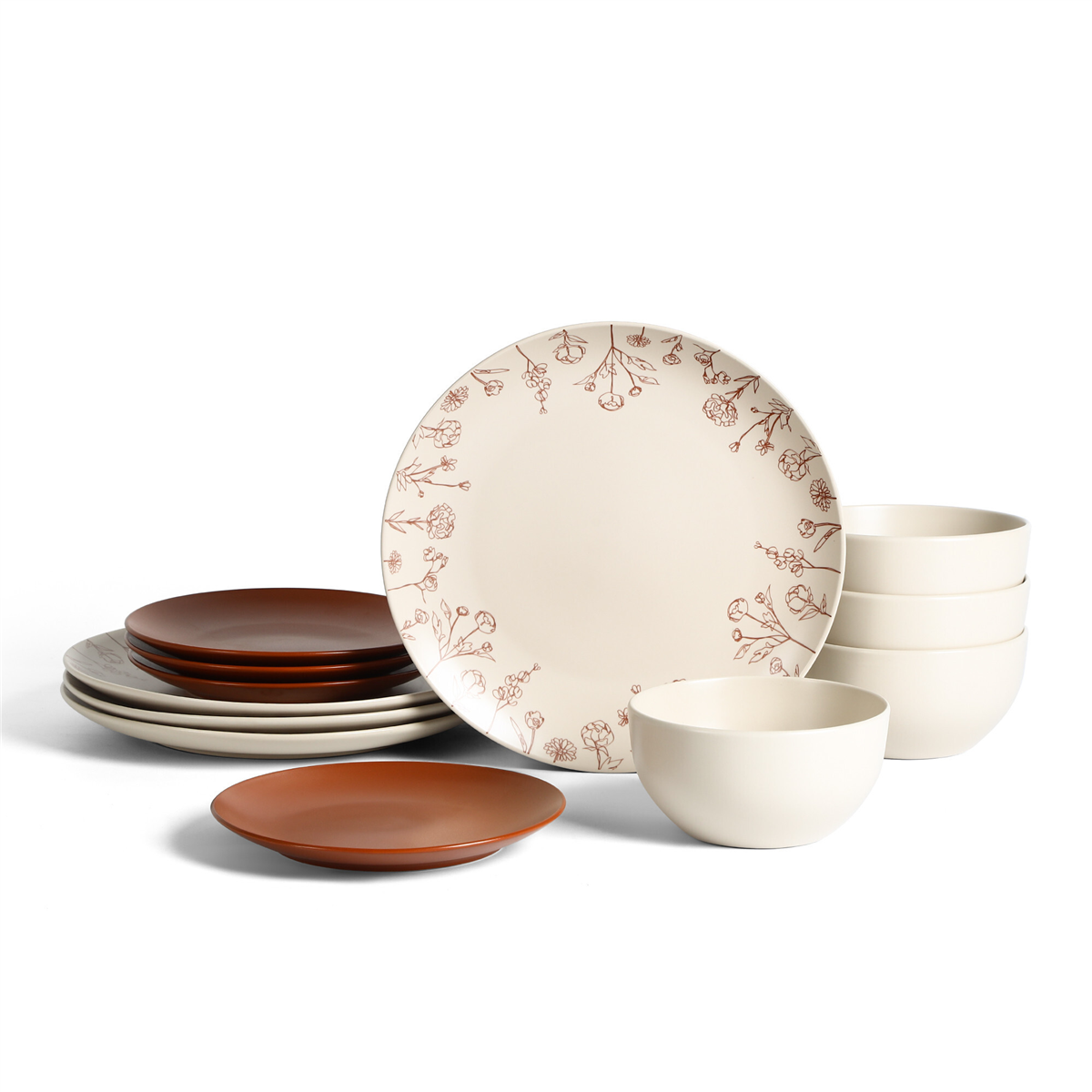Stone Lain Camelia 12-Piece Dinnerware Set, Service for 4 - Gray