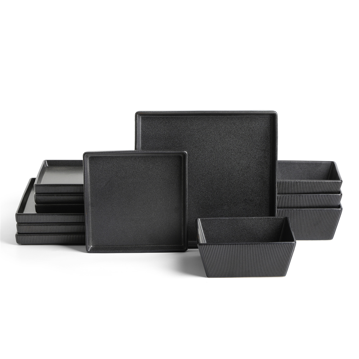 Stone Lain Grace Fluted 12-Piece Dinnerware Set, Service for 4 - White