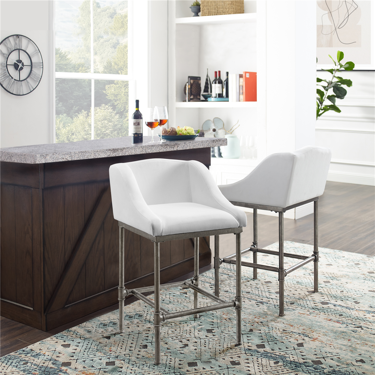 Hillsdale House Dillon Counter Height Upholstered Bar Stool, One Size, Silver