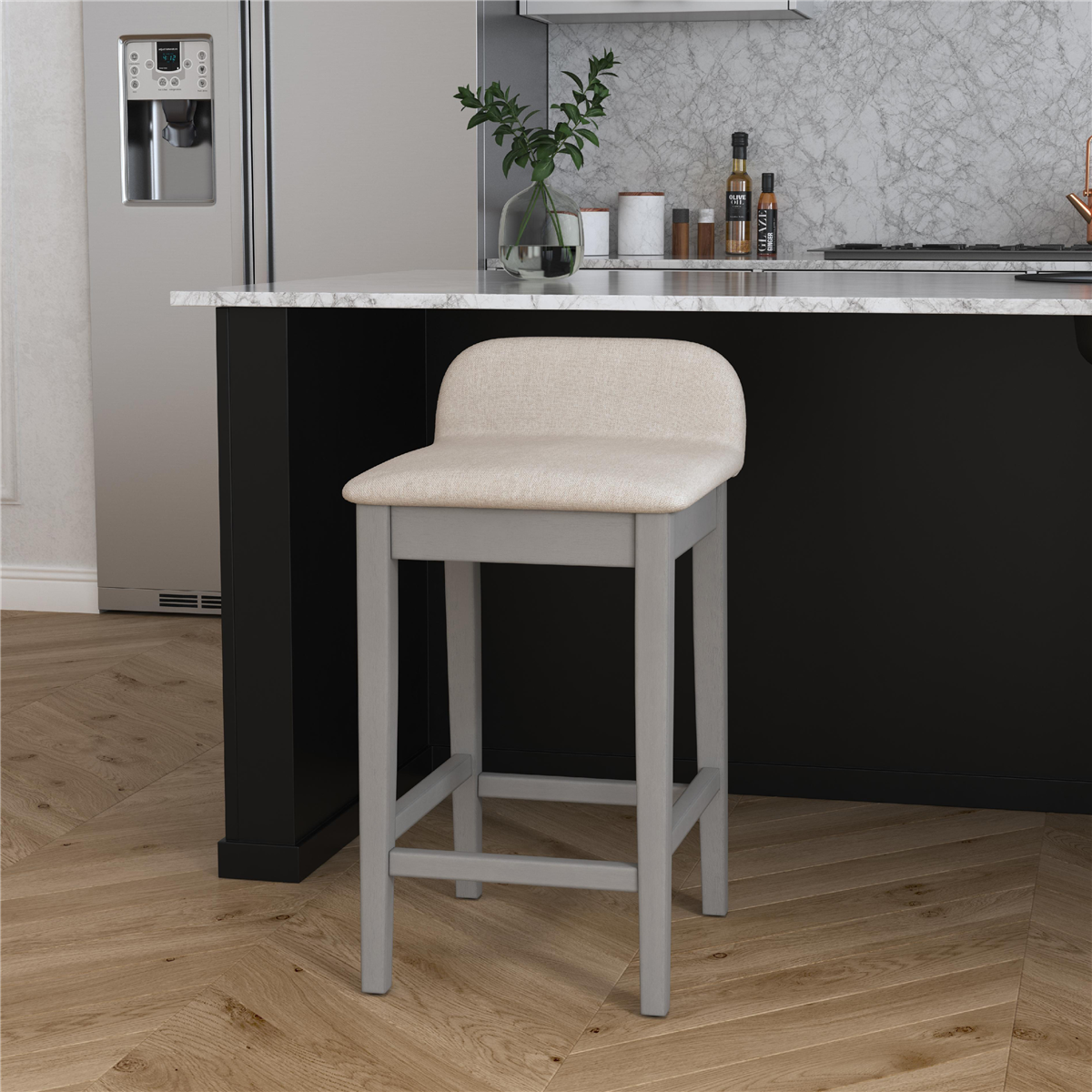 Maydena Non-Swivel Counter Stool, One Size, Gray
