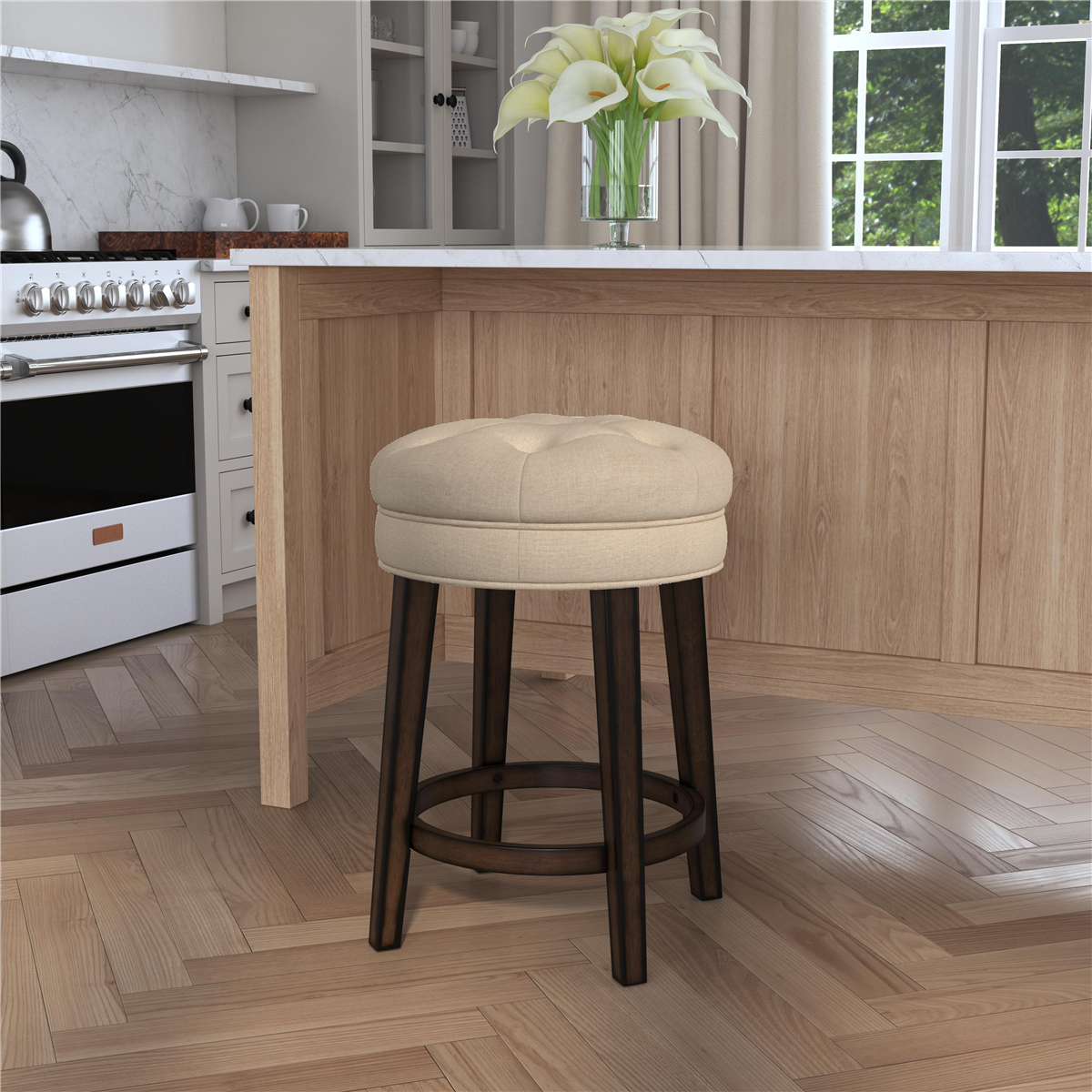 HH2 Home Krauss Stone Backless Swivel Counter Height Stool
