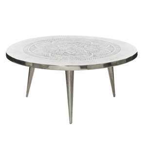 9th & Pike(R) Traditional Silver Aluminum Metal Coffee Table