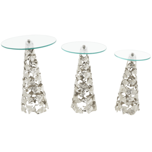 9th & Pike(R) Contemporary Silver Aluminum Metal Accent Table Set