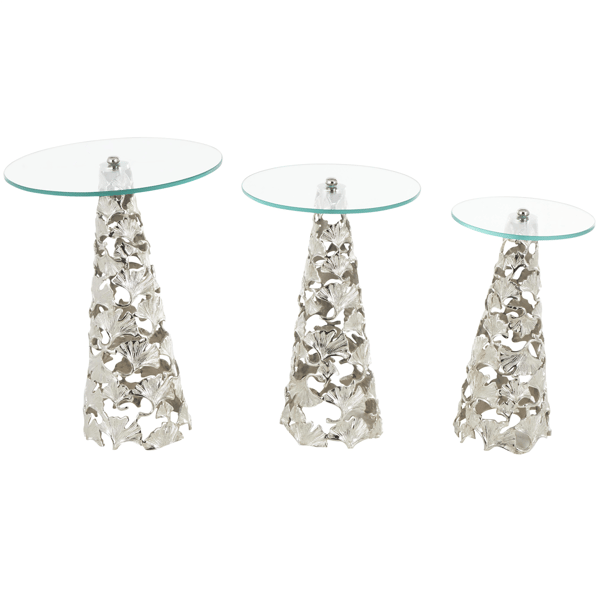 9th & Pike(R) Contemporary Silver Aluminum Metal Accent Table Set