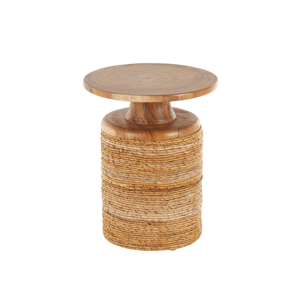 9th & Pike(R) Traditional Brown Banana Leaf Accent Table