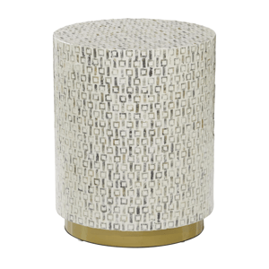 9th & Pike(R) Contemporary White Mother of Pearl Shell Accent Table