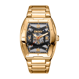 Mens DKNY Urban Automatic Black Dial Gold Watch - DK1G048M0095