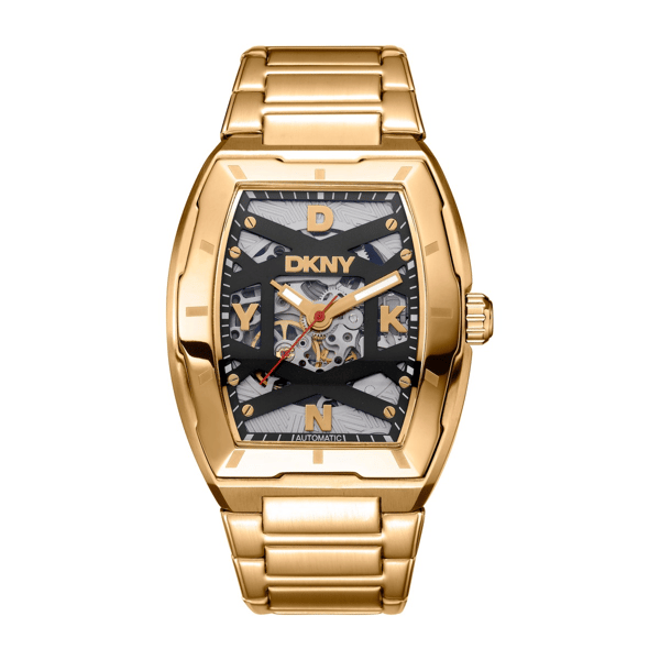 Mens DKNY Urban Automatic Black Dial Gold Watch - DK1G048M0095