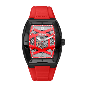 Mens DKNY Urban Automatic Red Dial Red Strap Watch - DK1G048P0065
