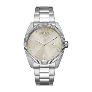 Mens DKNY Day Date Fluted Bezel Bracelet Watch - DK1G141M0015