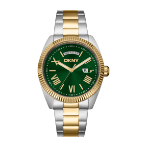 Mens DKNY Day Date Fluted Bezel Two-Tone Gold Watch-DK1G141M0075