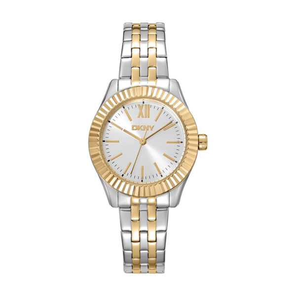 Womens DKNY Fluted Bezel Two-Tone Gold Watch - DK1L017M1085