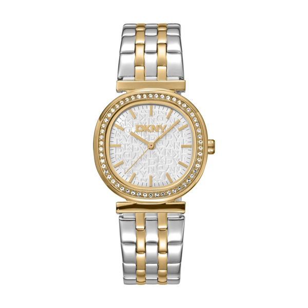 Womens DKNY Crystal Bezel Two-Tone Bracelet Watch-DK1L083M0085