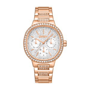 Womens DKNY Crystal Covered Dial Rose Gold Watch - DK1L084M0235