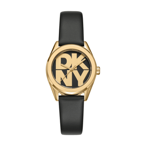 Womens DKNY Logo Black Leather Strap Watch Gift Set DK1L145L0025