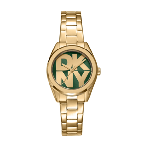 Womens DKNY Logo Green Dial Gold-Tone Watch Gift Set DK1L145M0065