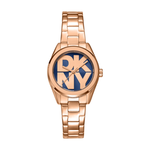 Womens DKNY Logo Blue Dial Rose Gold Watch Gift Set DK1L145M0085