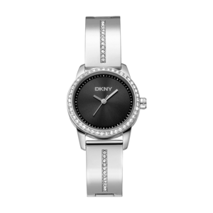 Womens DKNY Black Dial Half Bangle Silver Watch - DK1L160M0025