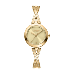 Womens DKNY Half Bangle Gold-Tone Cross Link Watch - DK1L170M0225