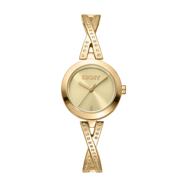 Womens DKNY Half Bangle Gold-Tone Cross Link Watch - DK1L170M0225