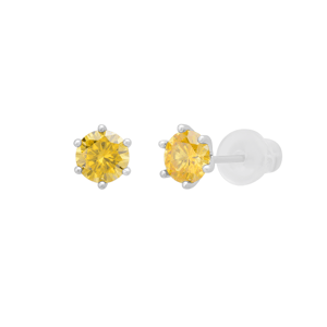 Mens Saffron Yellow Moissanite Diamond Basket Stud Earrings