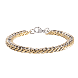 Mens Iron Saints 8.5mm Cuban Link Silver & Gold Bracelet