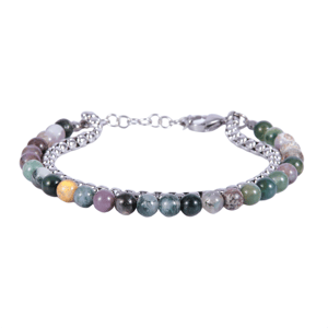 Mens Iron Saints Silver-Layered Popcorn Chain & Bead Bracelet