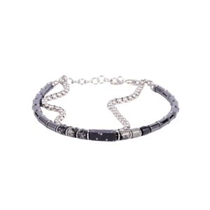 Mens Iron Saints Black Hematite Bead Multi-Strand Bracelet