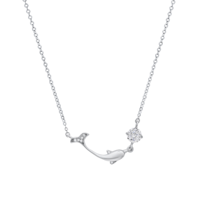 Saffron 0.5ctw. Moissanite Diamond Dolphin Pendant Necklace