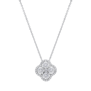 Saffron 2ctw. Moissanite Diamond Clover Flower Pendant Necklace