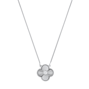 Saffron Moissanite Diamond Clover Medallion Pendant Necklace