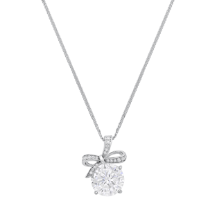 Saffron 5ctw. Moissanite Diamond Bow Pendant Necklace