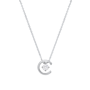 Saffron Sterling Silver Moon/Star-Inspired Moissanite Necklace