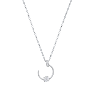 Saffron Sterling Silver Open Circle Moissanite Diamond Necklace