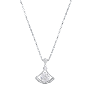 Saffron Sterling Silver Moissanite Diamond Arc Pendant Necklace