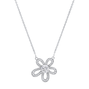 Saffron 1ctw. Sterling Silver Moissanite Diamond Flower Necklace