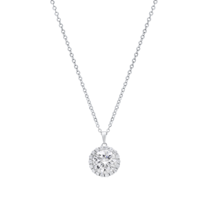 Saffron Sterling Silver Moissanite Diamond Halo Pendant Necklace