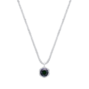 Saffron 1ctw. Rainbow Moissanite Diamond Halo Pendant Necklace