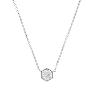 Saffron Hexagon Brilliant Moissanite Diamond Pendant Necklace
