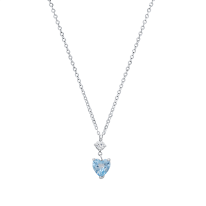 Saffron 1ctw. Heart Cut Aqua Moissanite Diamond Pendant Necklace